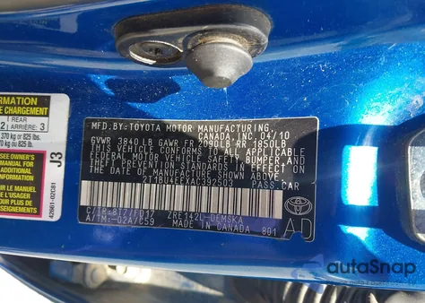 2010 Toyota Corolla S z USA, uszkodzony, nr VIN 2T1BU4EEXAC392503